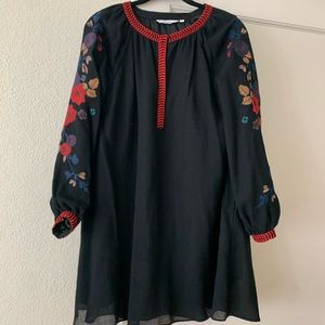 & Other Stories Floral Embroidered Snap Button Long Sleeve Sheath Mini Dress 6